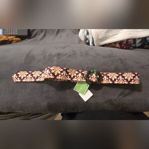 Floral Patterned Belt with Round Buckle